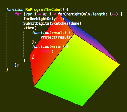 colour gradient cube with javescript style function overlayed